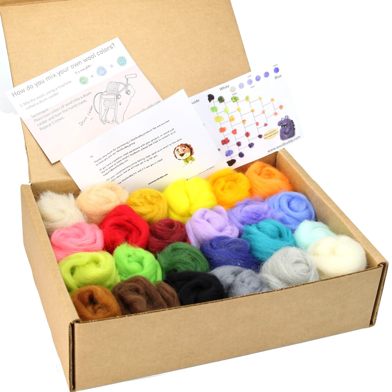 Felting Wool Kit - 24 Vibrant Merino Wool Colors for Needle Felting, Wet Felting, and Crafts